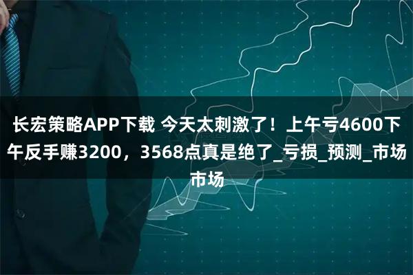 长宏策略APP下载 今天太刺激了！上午亏4600下午反手赚3200，3568点真是绝了_亏损_预测_市场